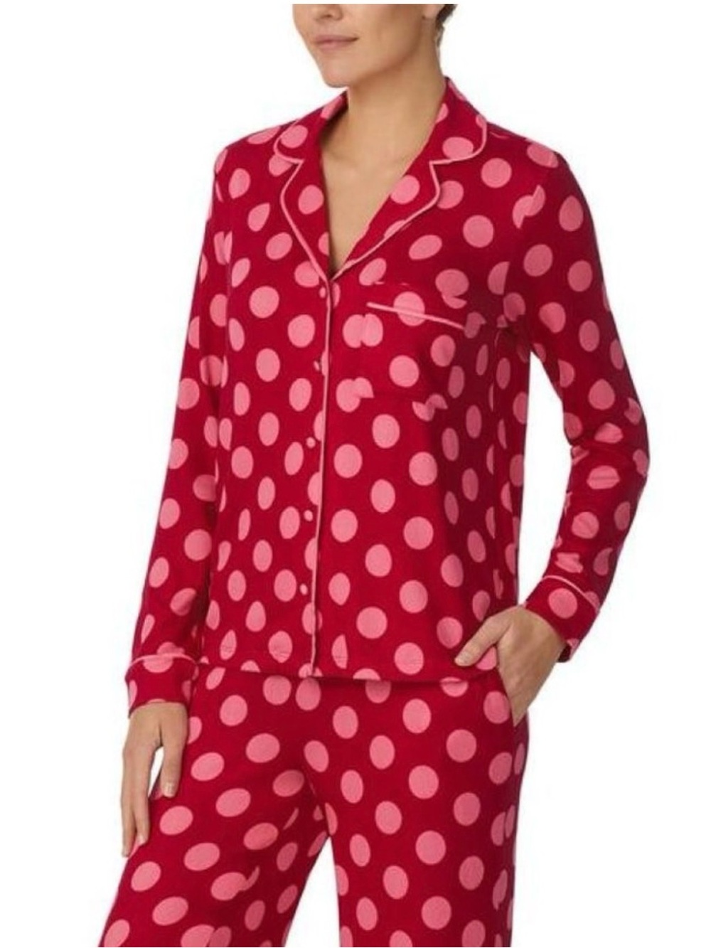 KATE SPADE/ Women’s Red Polka Dot Pajama Top - Long Sleeve/ L / Ptp-22”